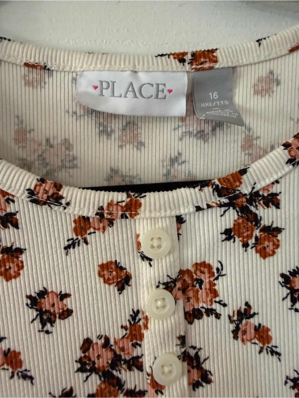 My Children’s Place Cream floral long sleeve with flowers, size 16
